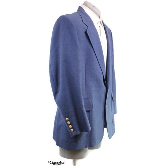 Gordon Thomas Blue Wool 2 Gold Button Sport Coat Blazer 46R - Picture 2 of 8